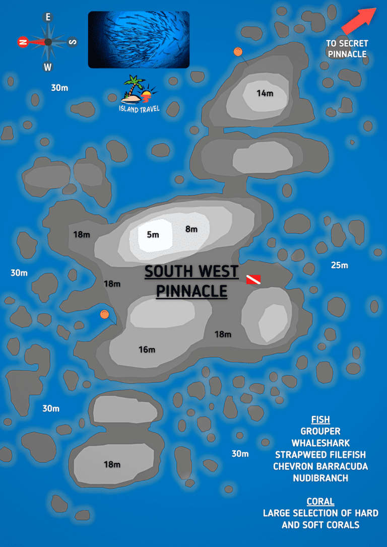 Koh Tao Dive Map - Southwest Pinnacle
