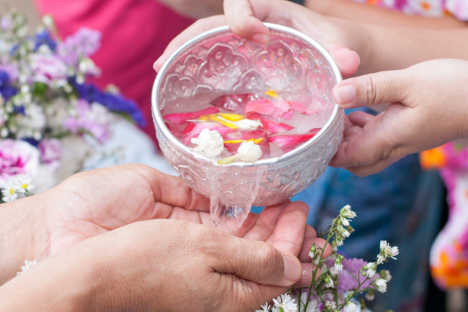 water blessing on songkran buddhist holidays