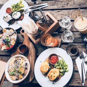 factory cafe koh tao table of food and drinks