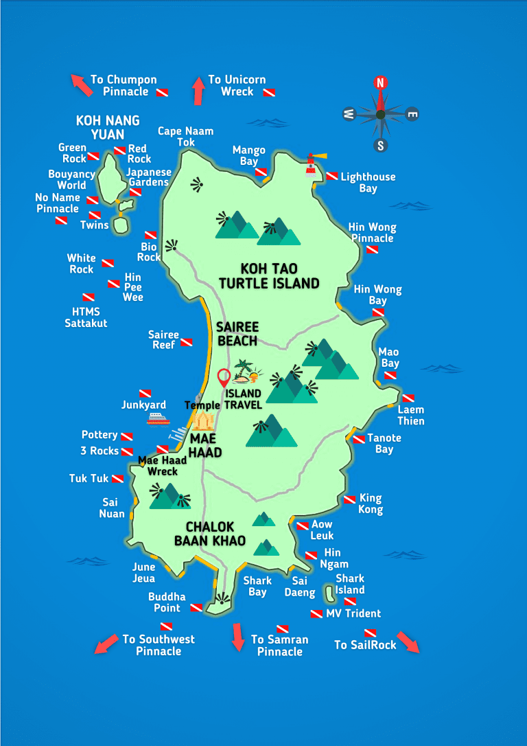 Koh Tao Dive Site Map