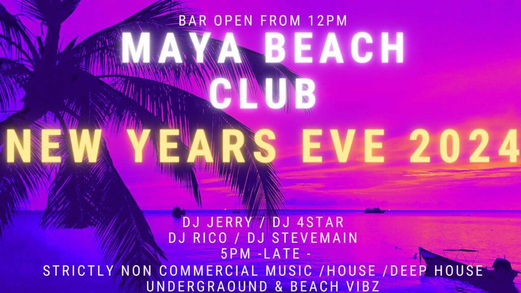 maya beach club flyer NYE 2024