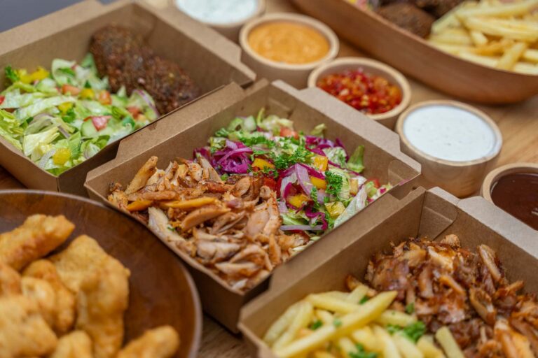 mixed kebab house meat box with five sauces